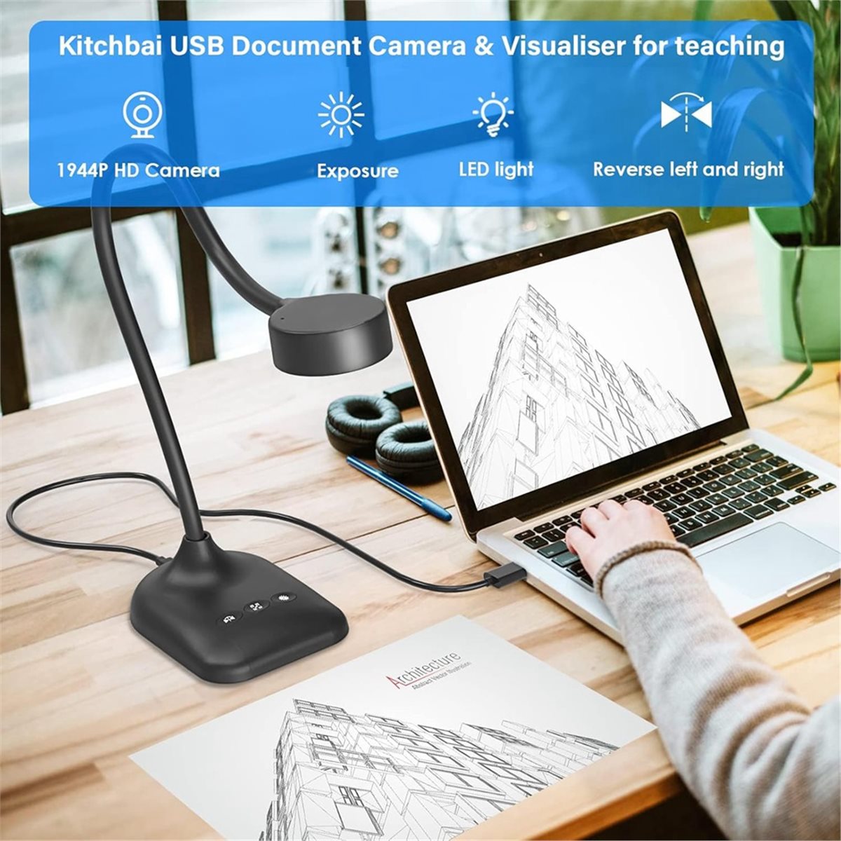 Photography Lighting Learning - AU47-USB Belge Kamerası, Mikrofonlu Belge Web
